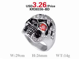 Fashion Hot Sale Casting Red Stone Skull Ring