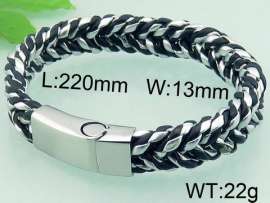 Stainless Steel Leather Bangle