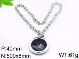 Stainless Steel Stone & Crystal Necklace
