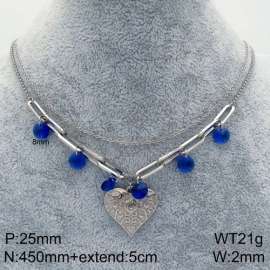 Stainless Steel Stone & Crystal Necklace
