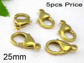 SS Gold-plated Lobster Clasp--5pcs Pirce