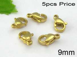 SS Gold-plated Lobster Clasp--5pcs Pirce