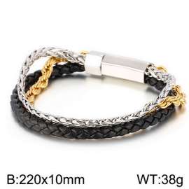 Stainless Steel Leather Bracelet