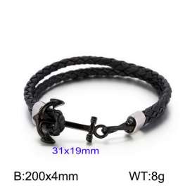 Stainless Steel Leather Bracelet