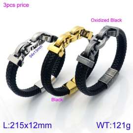 Stainless Steel Leather Bracelet