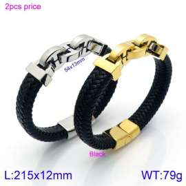 Stainless Steel Leather Bracelet