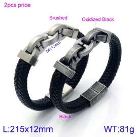 Stainless Steel Leather Bracelet