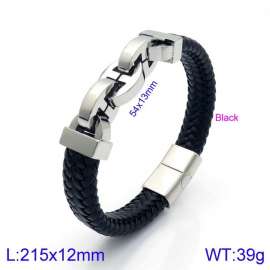 Stainless Steel Leather Bracelet