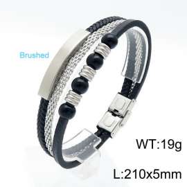 Stainless Steel Leather Bracelet