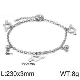 Silver Chain Anklet Heart Pendant Women Sweet Jewelry Valentine's Day Gift