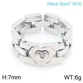 Watch Band Heart Zircon Steel Curved Piece Women's Ring