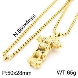 Bicycle Mesh Flower Cross Pendant Square Pearl Men's Necklace