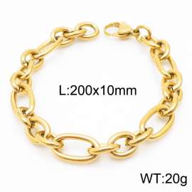 10mm20cmSimple men's and women's irregular O chain lobster clasp gold-plated bracelet