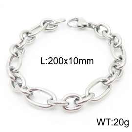 10mm20cmMinimal men's and women's irregular O-ring chain lobster clasp silver bracelet