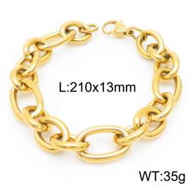 13mm21cmSimple men's and women's irregular O chain lobster clasp gold-plated bracelet