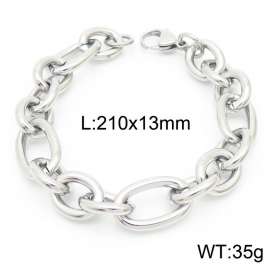 13mm21cmMinimal men's and women's irregular O-ring chain lobster clasp silver bracelet