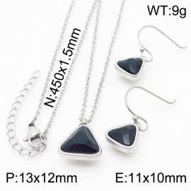 Plating Triangle Women Pendant Necklace&Earing Black Color