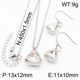 Plating Triangle Women Pendant Necklace&Earing Silver Color