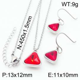 Plating Triangle Women Pendant Necklace&Earing Red Color