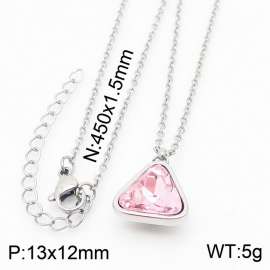 Plating Triangle Women Pendant Necklace Pink Color