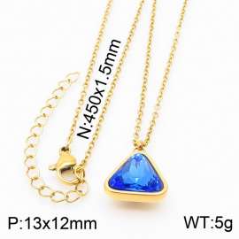 Gold-Plating Triangle Women Pendant Necklace Blue Color