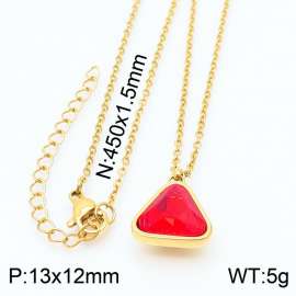 Gold-Plating Triangle Women Pendant Necklace Red Color