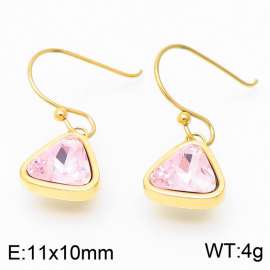 Gold-Plating Triangle Women Earing Pink Color