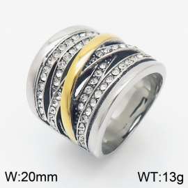 Vintage Ladies Stainless Steel Zircon Ring Texture Cast Jewelry
