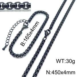 Stainless steel 450x4mm&165x4mm square pearl chain black simple sets