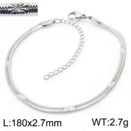 2.7mm Silver Color Stainless Steel Herringbone bracelet with Special Marking