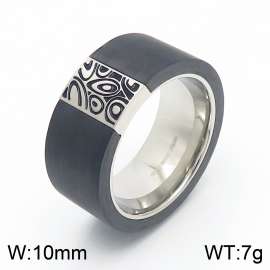Men Black Stainless Steel Jewelry Ring with Abstract Pattern