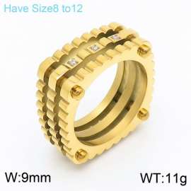 Men Gold-Plated Stainless Steel Mechanical Style Jewelry Ring