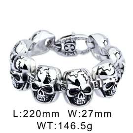 Rock and roll style domineering skull men's titanium steel bracelet casting ghost head bungee bracelet