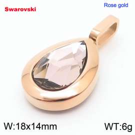 Stainless steel rose gold pendant with swarovski oval stone