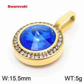 Stainless steel gold CZ pendant with swarovski circle stone