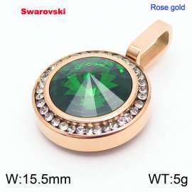 Stainless steel rose gold CZ pendant with swarovski circle stone