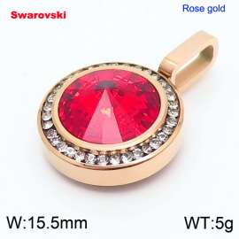 Stainless steel rose gold CZ pendant with swarovski circle stone