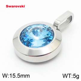 Stainless steel silver pendant with swarovski circle stone