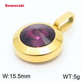 Stainless steel gold pendant with swarovski circle stone