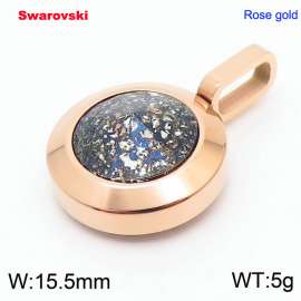 Stainless steel rose gold pendant with swarovski circle stone