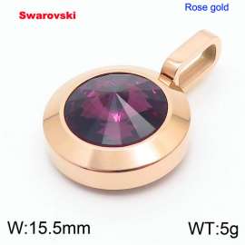 Stainless steel rose gold pendant with swarovski circle stone