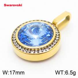 Stainless steel CZ gold pendant with swarovski circle stone