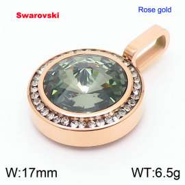 Stainless steel CZ rose gold pendant with swarovski circle stone
