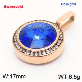 Stainless steel CZ rose gold pendant with swarovski circle stone