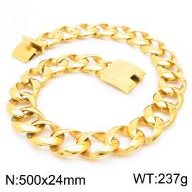Gold Casting Smooth Thick Necklace Hip Hop Punk Cuban Chain