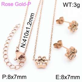 Stainless steel 410x1.2mm welding chain lobster clasp crystal dog palm charm rose gold set