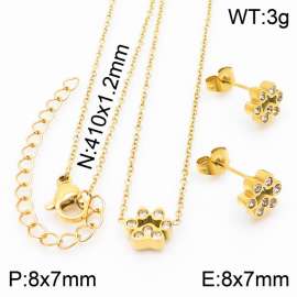 Stainless steel 410x1.2mm welding chain lobster clasp crystal dog palm charm gold set