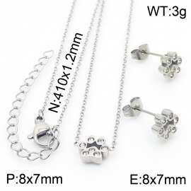 Stainless steel 410x1.2mm welding chain lobster clasp crystal dog palm charm silver set