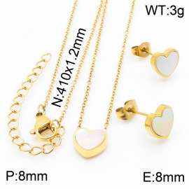 Stainless steel 410x1.2mm welding chain lobster clasp shell heart charm gold set