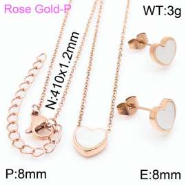 Stainless steel 410x1.2mm welding chain lobster clasp shell heart charm rose gold set